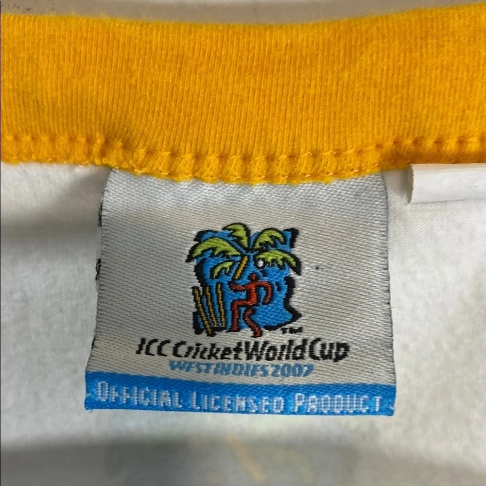 Vintage 2007 ICC Cricket World Cup West Indies Crop Tee Gold Trim Size M